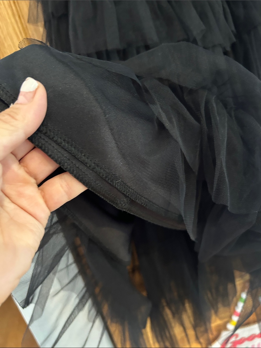 Black Tiered Ruffle Tulle Midi Skirt - Picture 2 of 2